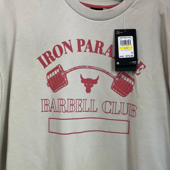 Under Armour Iron Paradise Barbell Club Sweatshirt Gym Fitness Tee M NWT - Picture 3 of 8